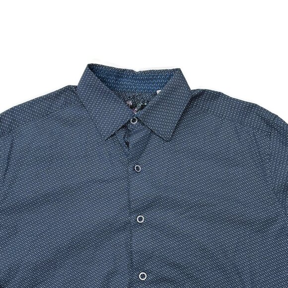 Robert Graham Button Up Shirt Mens Medium Long Sleeve Classic Blue Geometric - Picture 4 of 9